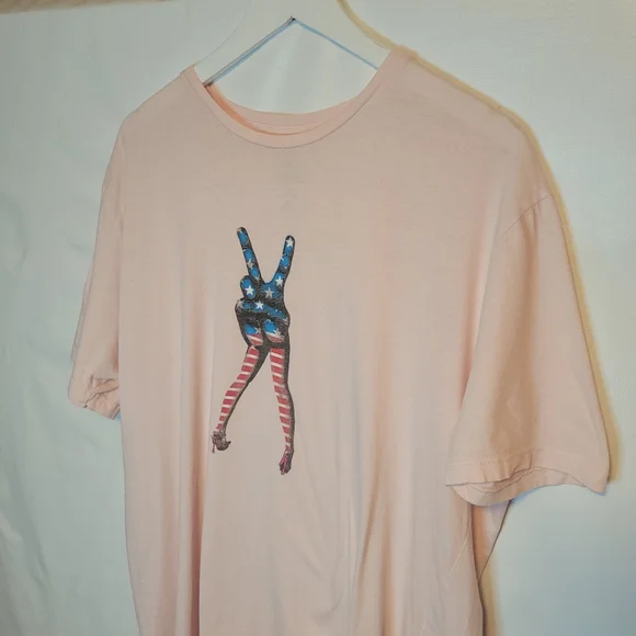 Altru Light Pink Graphic Tee with Americana Peace Legs - Picture 2 of 8